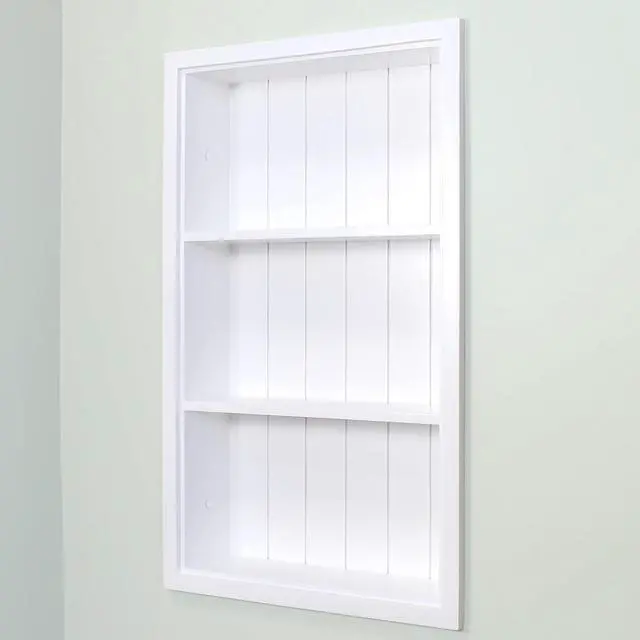 Alt view image 3 of 5 - 14x24 Sloane Recessed Wall Niche Medicine Cabinet Replacement, in The Wall Bathroom Cabinet Insert Shelf/Shelves, Made in North America, Real Wood, NO MDF, White Beadboard Back