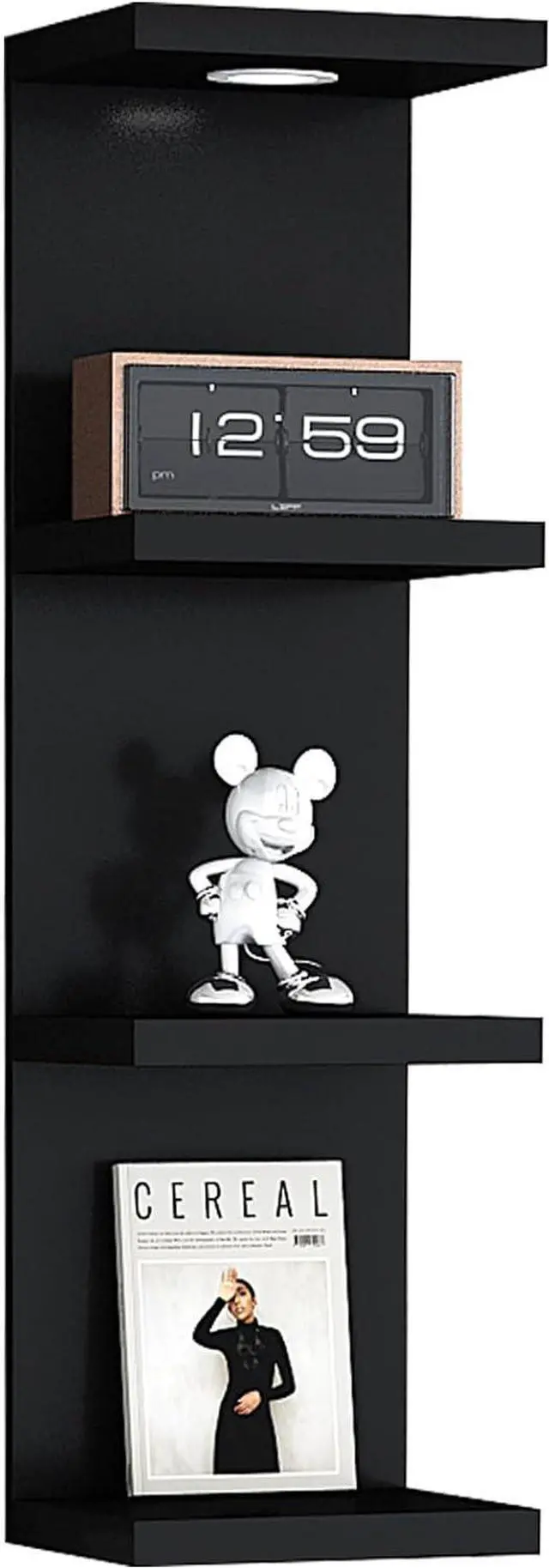 Main image of LitaEther Versatile 4 Tier Wall Shelf Unit,Black Lack Wall Shelf,Display Floating Shelf with LED Remote Control Light