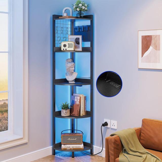 5-Tier Corner Shelf, 60 Inch Corner Bookshelf Small Bookcase for Living sold Room