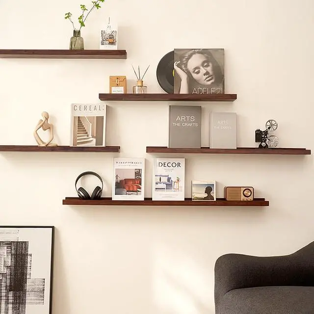 Alt view image 7 of 7 - AZSKY Floating Shelves Wall Mount Deep Walnut for Wall Storage 36 Inch Rustic Picture Photo Ledge Shelf with Lip Nursery Book Shelves for Kids Room Bedroom Bathroom Living Room Kitchen Decor Set of 3