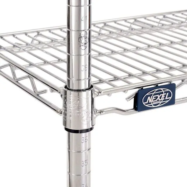 Alt view image 4 of 7 - Nexel 24" x 30" x 63", 4 Tier Adjustable Wire Shelving Unit, NSF Listed Commercial Storage Rack, Chrome Finish, leveling feet