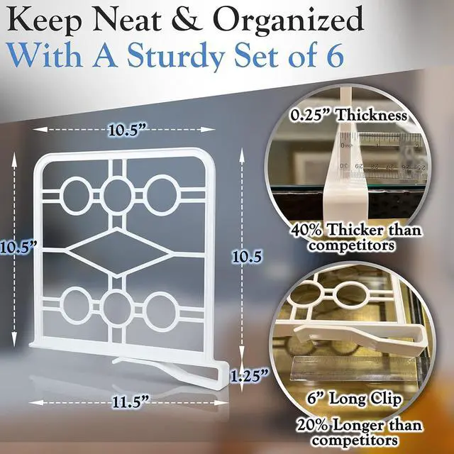 Alt view image 4 of 5 - Shelf Dividers for Closet, Set of 6 White, Tool-Free Easy-Clip