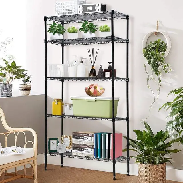 Alt view image 2 of 7 - 5 Tier Storage Shelves, 1250 Lbs Capacity Heavy Duty Wire Shelving Unit, NSF Metal Shelf, Adjustable Storage Rack for Garage Pantry Kitchen Office Laundry- 14" D X 36" L X72 H, Black