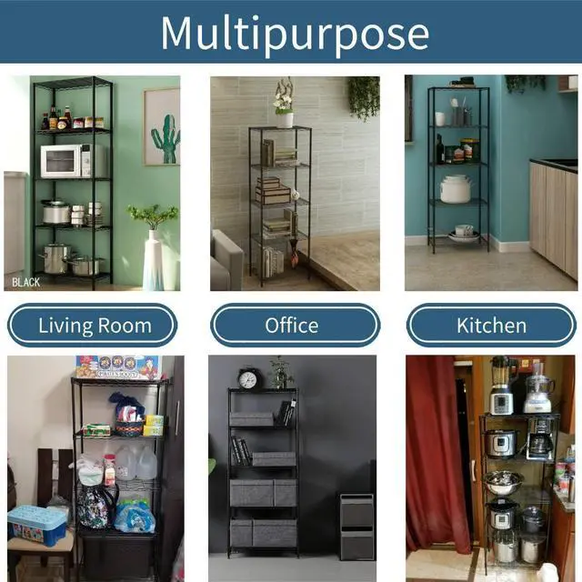 Alt view image 6 of 7 - Storage Garage Organizer Metal Shelving Unit 5-Tier 24" Steel Utility Wire Storage Racks and Shelving 750Lbs Rust-Proof Storage Shelves , NSF Certification Shelf for Kitchen Office Garage