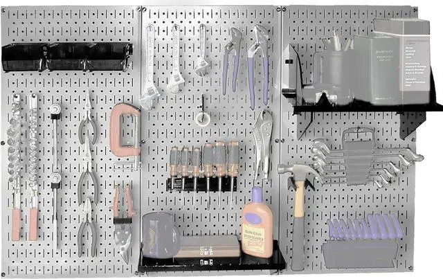 Alt view image 2 of 6 - Wall Control 30-WRK-400GB Standard Workbench Metal Pegboard Tool Organizer,Gray/Black