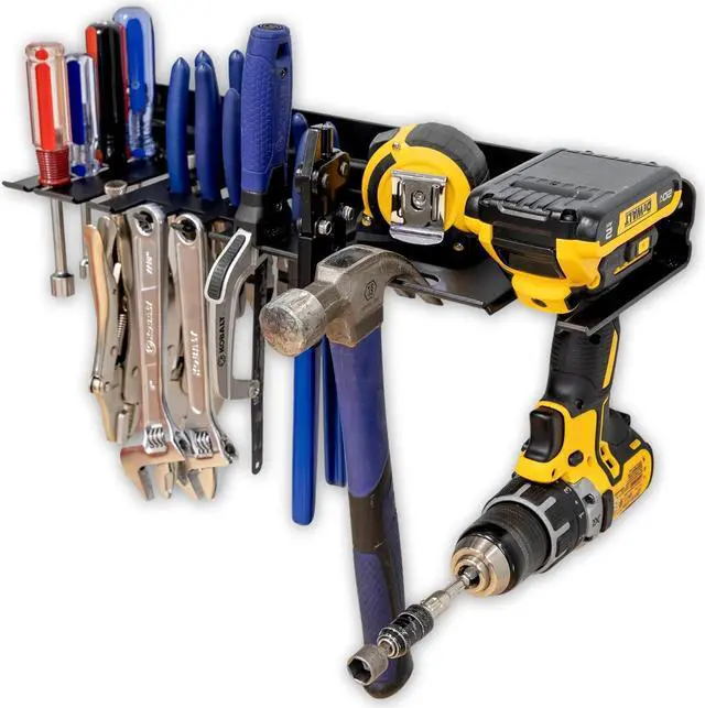 Main image of StoreYourBoard Garage Hand Tool Organizer, Drill, Screw Driver and Wrench Sets, Hammer, Pliers, Wall Mount Storage Tool Tray, Heavy Duty Steel