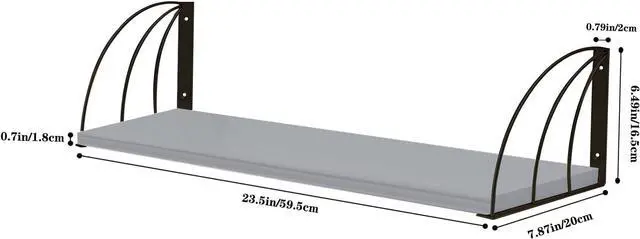Alt view image 3 of 7 - Pine Wood 23.57.87 Inch Floating Bookshelf - Elegant Grey Shelves, Wall Mounted - Set of 2