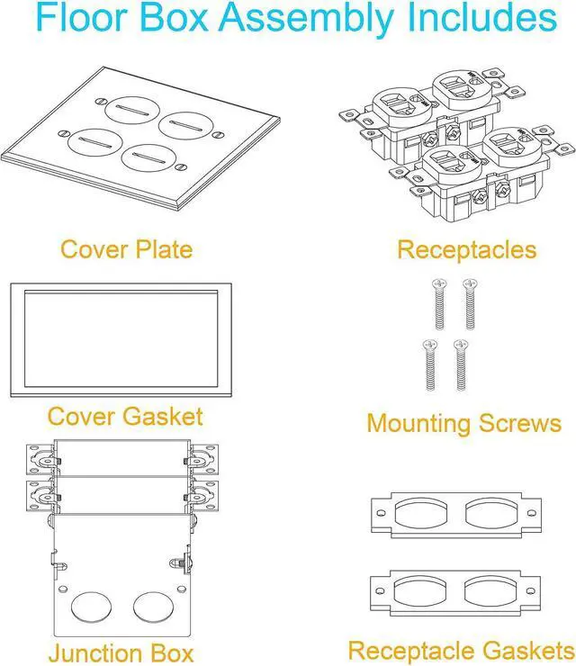 Alt view image 3 of 7 - Floor Box Coin Open Kit by Enerlites 975510-SS Electrical Outlet Receptacle, 2-Gang 20A Tamper/Weather Resistant Duplex Receptacle, Stainless Steel Cover Plate