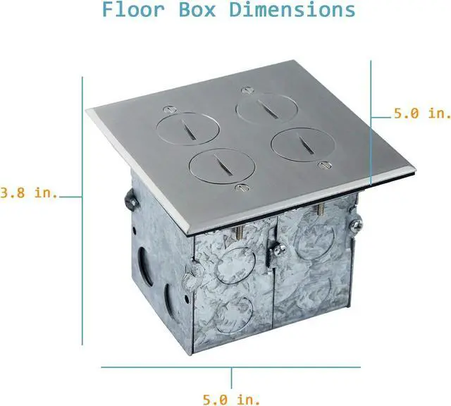 Alt view image 5 of 7 - Floor Box Coin Open Kit by Enerlites 975510-SS Electrical Outlet Receptacle, 2-Gang 20A Tamper/Weather Resistant Duplex Receptacle, Stainless Steel Cover Plate