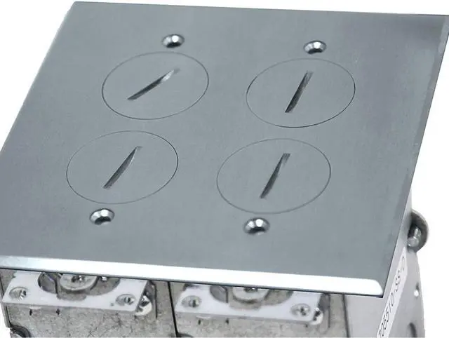 Alt view image 7 of 7 - Floor Box Coin Open Kit by Enerlites 975510-SS Electrical Outlet Receptacle, 2-Gang 20A Tamper/Weather Resistant Duplex Receptacle, Stainless Steel Cover Plate