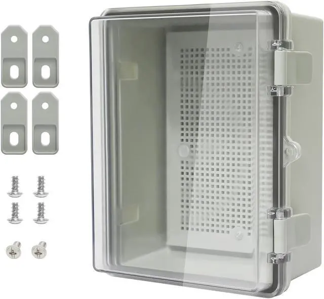 Main image of ABS Plastic Dustproof Waterproof IP65 Junction Box Hinged Shell Universal Electrical Project Enclosure Gray, with PC Transparent Clear Cover 8.7 x 6.7 x 4.3inch(220 x170 x110mm)
