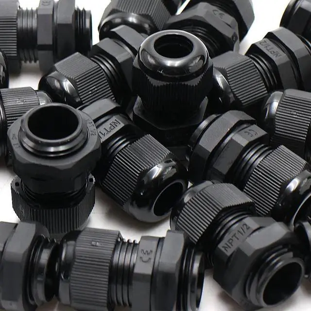 Alt view image 7 of 7 - NPT Plastic Cable Gland 1/2 Knockout Box 25PCS Waterproof IP68 6-12mm Nylon Plastic Black Electrical Cord Grips Kit With Gasket