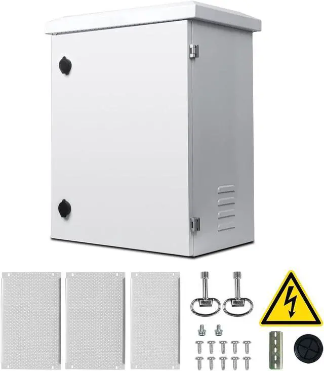 Main image of Metal Nema Enclosure with Rain Hood Weatherproof Junction Electric Breaker Box with Fan-Vent Design Electrical Cabinet with Mounting Track Hole in Back 20X24X12