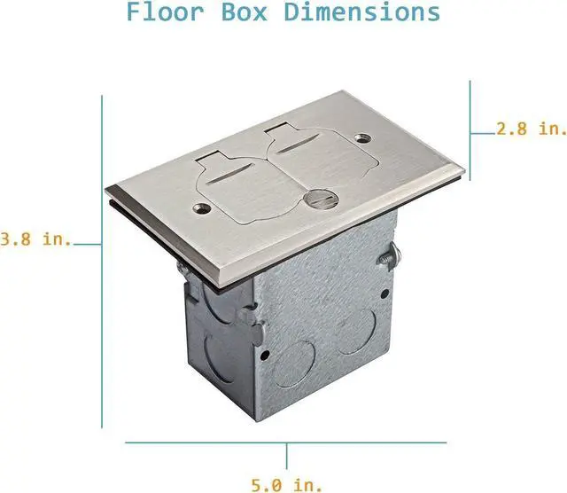 Alt view image 5 of 7 - ENERLITES Nickel Plated Brass Flip Lid Cover Floor Box Kit includes 20A Tamper-Weather Resistant Duplex Receptacle Outlet, 1- Gang Junction Box, Watertight Gaskets, UL Listed, 975507-S