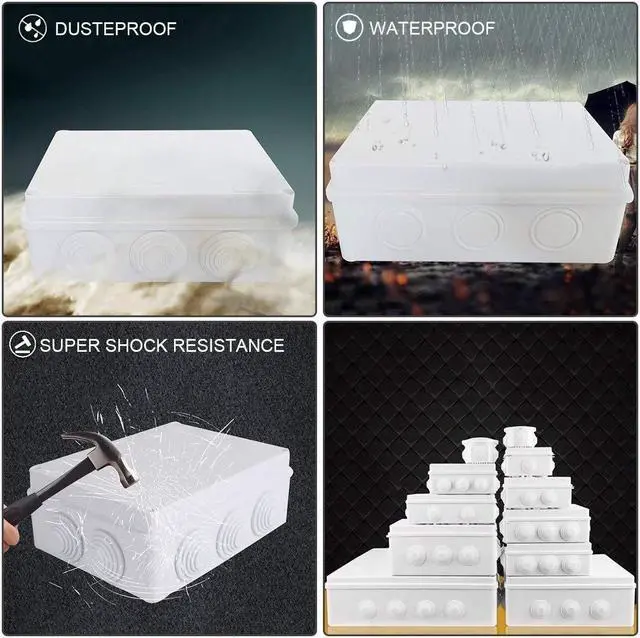 Alt view image 7 of 7 - ABS Plastic Dustproof Waterproof IP65 Junction Box Universal Electrical Project Enclosure White 10"x7.9"x3.1"(255mmx200mmx80mm)