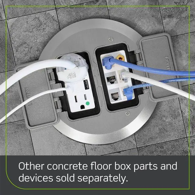 Alt view image 2 of 3 - Leviton 2-Gang Concrete Floor Box System, Gray, FBBOX-GY