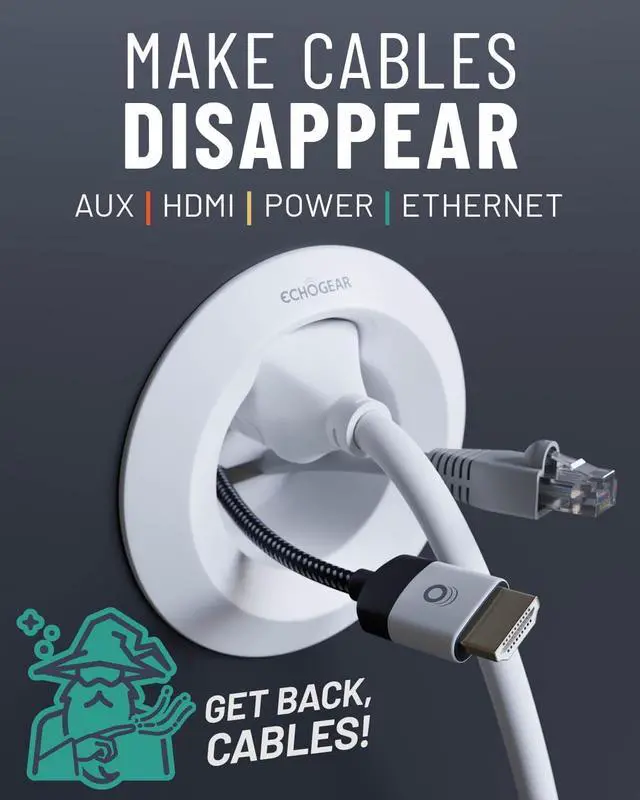 Alt view image 4 of 7 - ECHOGEAR in-Wall Cable Management Kit - Includes Power & Low Voltage Cable Management - Hide TV Wires When Mounting A TV - Includes Hole Saw Drill Attachment for Easy Install