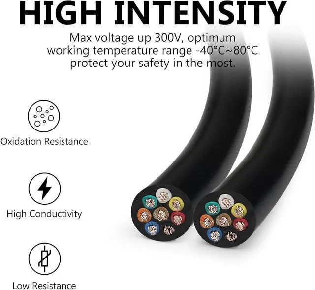 Alt view image 3 of 7 - 24 Gauge 8 Conductor Electrical Wire, 32.8FT 24AWG PVC Thermostat Wire, Low Voltage Landscape Wire, Flexible Cord for LED Lighting Strips Automotive Garden Bell Speaker