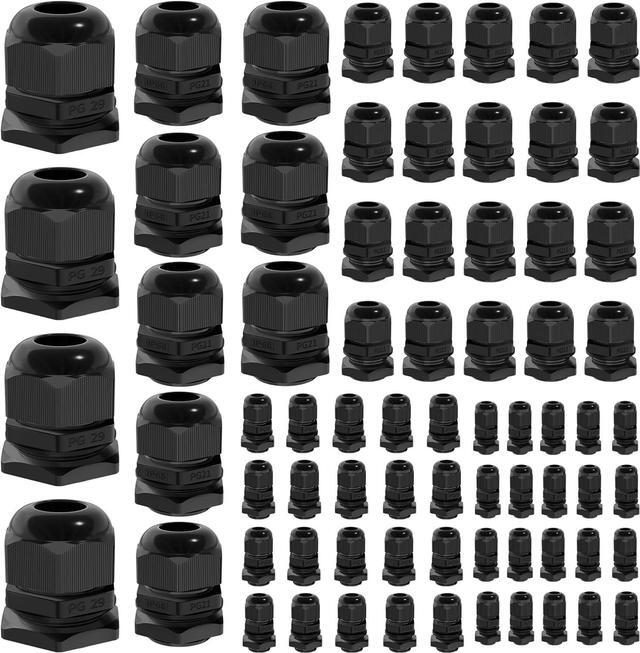 Main image of Joinfworld 72pcs Cable Glands Kit Waterproof Strain Relief Cord Connector Grip Weatherproof Cable Pass Through PG7 1/4" 1/2" 3/4" 1" NPT Wire Grommet