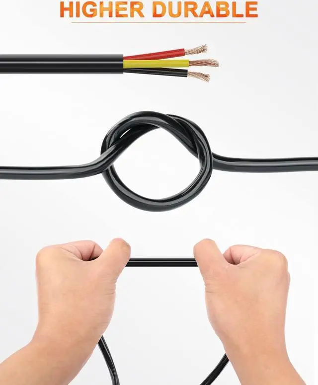 Alt view image 4 of 6 - NAOEVO 14 Gauge Wire 3 Conductor Electrical Wire, 14 AWG Stranded PVC Cord, 12V Low Voltage/Tinned Copper/Flexible Cable for Automotive Wiring, Lamp Cord, Marine Cable (100FT)