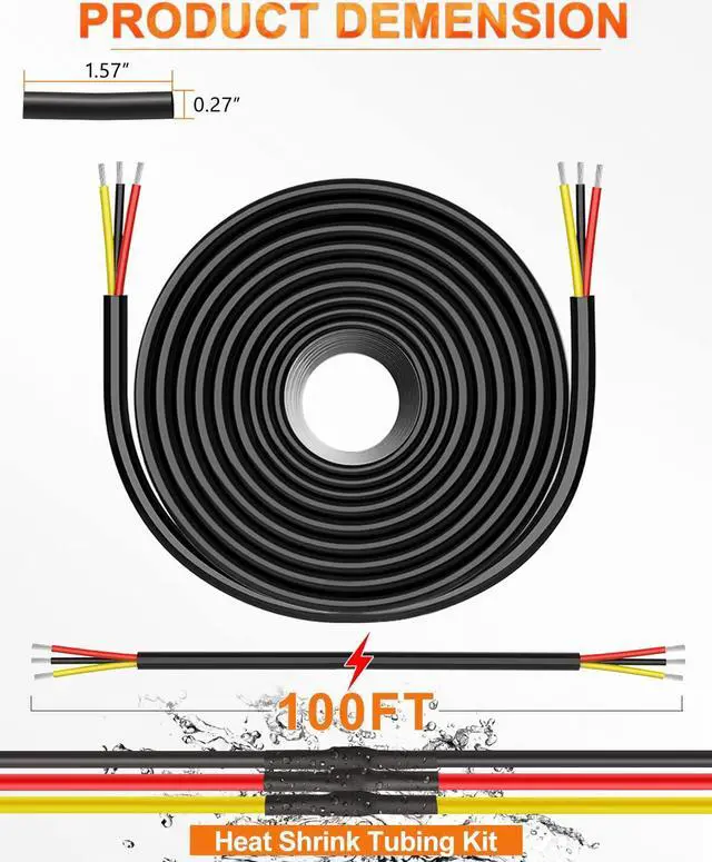 Alt view image 6 of 6 - NAOEVO 14 Gauge Wire 3 Conductor Electrical Wire, 14 AWG Stranded PVC Cord, 12V Low Voltage/Tinned Copper/Flexible Cable for Automotive Wiring, Lamp Cord, Marine Cable (100FT)