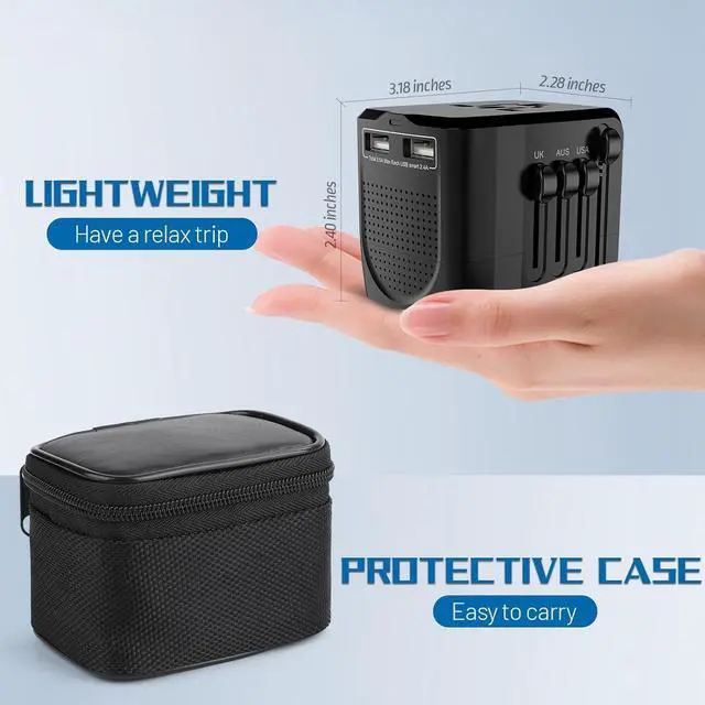 Alt view image 7 of 7 - 220V to 110V Converter Travel Adapter Combo with 2 USB, International Voltage Converter for Hair Dryer Phone Laptop, All-in-one Power Converter for US to UK EU AU Asia Cover 200+Countries
