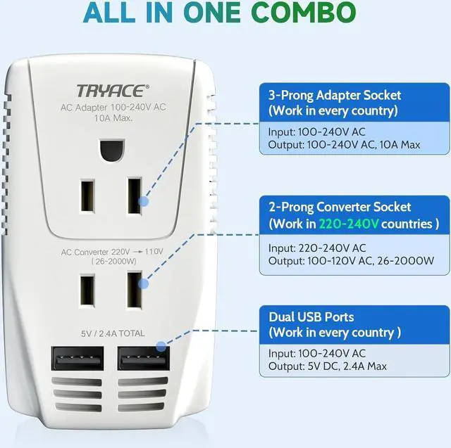 220V to 110V Converter,Upgraded 2000W Travel Voltage Converter for 