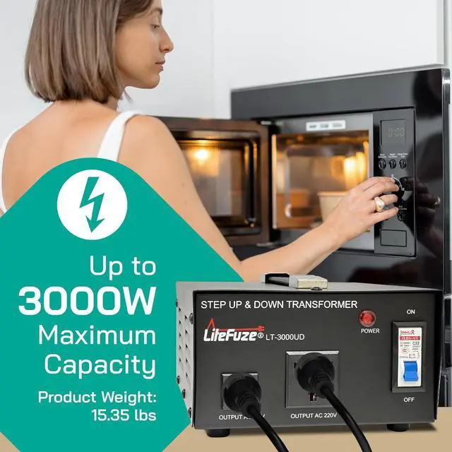 Alt view image 5 of 7 - 3000 Watt Voltage Converter Transformer Step Up/Down - 110v to 220v / 220v to 110v Power Converter - Fully USA Grounded Cord - Universal Outlet Socket, CE Certified