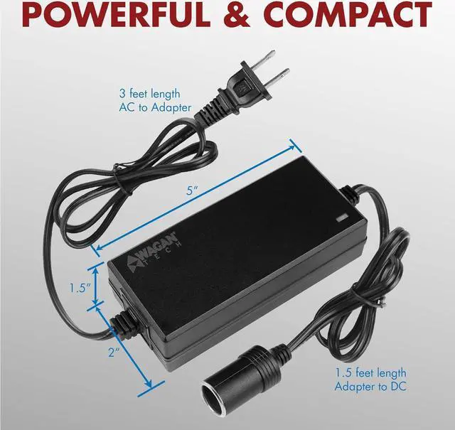 Alt view image 2 of 7 - Wagan EL9903 AC to DC Power Adapter 5A 60W Power Converter 110V AC to 12V DC Cigarette Lighter Socket Adapter for 12V Car portable Fridge ETL listed