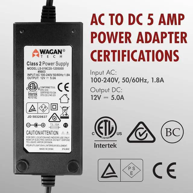 Alt view image 4 of 7 - Wagan EL9903 AC to DC Power Adapter 5A 60W Power Converter 110V AC to 12V DC Cigarette Lighter Socket Adapter for 12V Car portable Fridge ETL listed