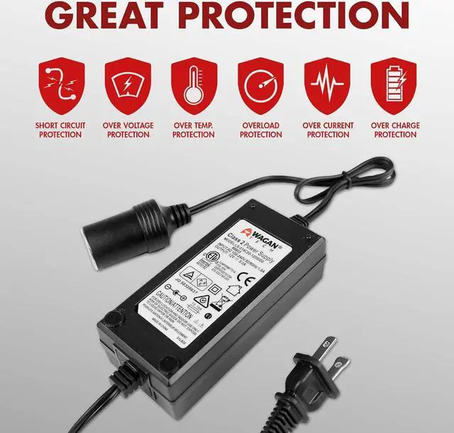 Alt view image 5 of 7 - Wagan EL9903 AC to DC Power Adapter 5A 60W Power Converter 110V AC to 12V DC Cigarette Lighter Socket Adapter for 12V Car portable Fridge ETL listed