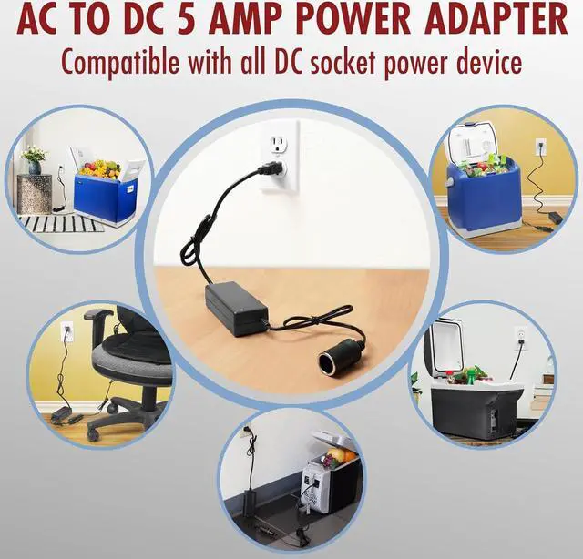 Alt view image 7 of 7 - Wagan EL9903 AC to DC Power Adapter 5A 60W Power Converter 110V AC to 12V DC Cigarette Lighter Socket Adapter for 12V Car portable Fridge ETL listed