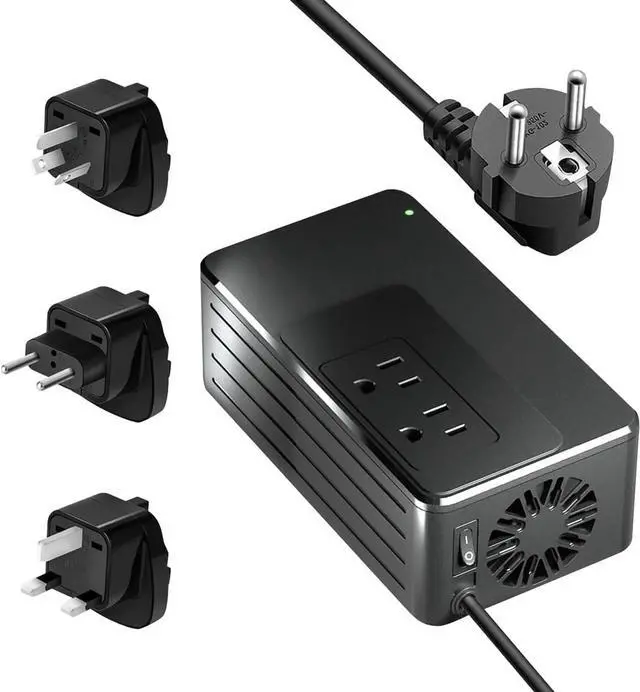 Main image of 1200W Universal Travel Adapter Converter Step-Down 220V to 110V, 2 lbs Light Weight, Stable Pure Sine Wave, for Hair dryers, straighteners, Curling Irons, Coffee Makers (Black)