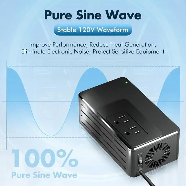 Alt view image 2 of 7 - 1200W Universal Travel Adapter Converter Step-Down 220V to 110V, 2 lbs Light Weight, Stable Pure Sine Wave, for Hair dryers, straighteners, Curling Irons, Coffee Makers (Black)