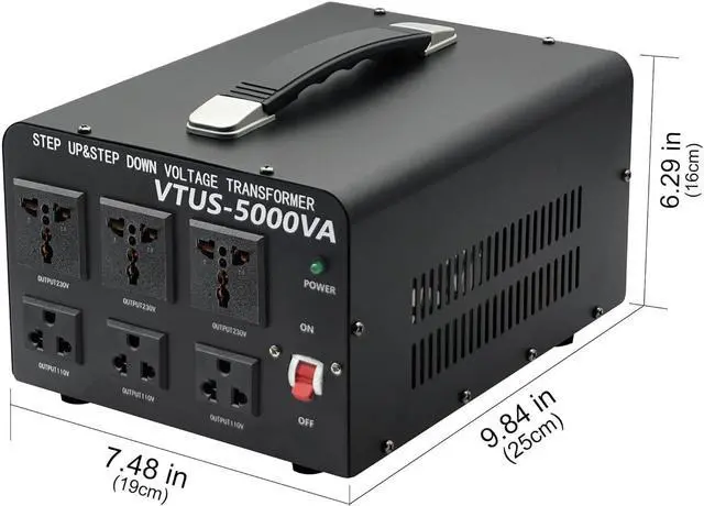 Alt view image 7 of 7 - Yinleader 5000W Voltage Converter Transformer Step Up 110V-120V to220V-240V or Step Down 220V to 110V AC Power Converter w/US Standard Power Cord,Circuit Breaker Protection