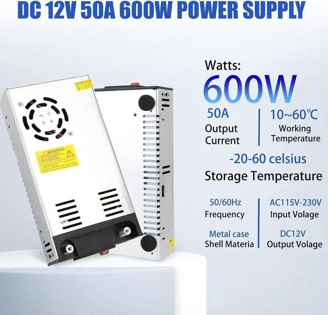 Alt view image 4 of 7 - New Version 110V AC to 12V DC Converter DC 12Volt 50A 600W Power Supply Transformer Adapter SMPS AC to DC Converter Switch Power Supply Max 50A 600W