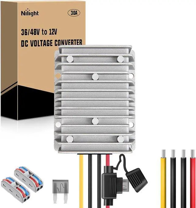 Main image of Nilight 48V 36V to 12V Voltage Converter 360W 30A Regulator Step Down to 12VDC Waterproof DC Convert Reducer Power Supply Transformer Module for Golf Cart Scooters