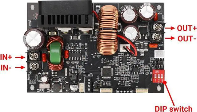 Alt view image 6 of 7 - DROK CNC DC Buck Converter with Meter, 6-70V to 0-60V 20A 1200W, DC 5V 9V 12V 24V 36V 48V 60V Fixed Output Voltage, Adjustable Power Supply Voltage Regulator Step Down Module