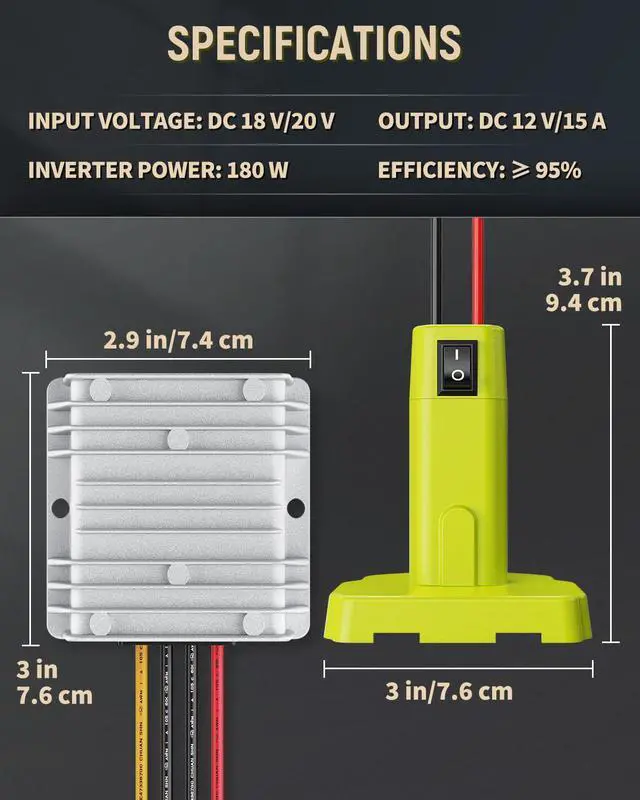 Alt view image 2 of 7 - Vibit 18 V to 12 V Step-Down Converter for Ryobi 18 V Battery, DC Power Adapter, Voltage Reducer Transformer 180 W Buck Converter Regulator for Golf Cart RC Car Truck Light & DIY