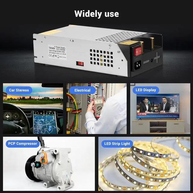 Alt view image 7 of 7 - 1000W Converter, 110V AC to 12V DC Converter Power SupplyMax Current 83A DC Switch Transformer for RV,Pump,LED Strip, LCD Monitor