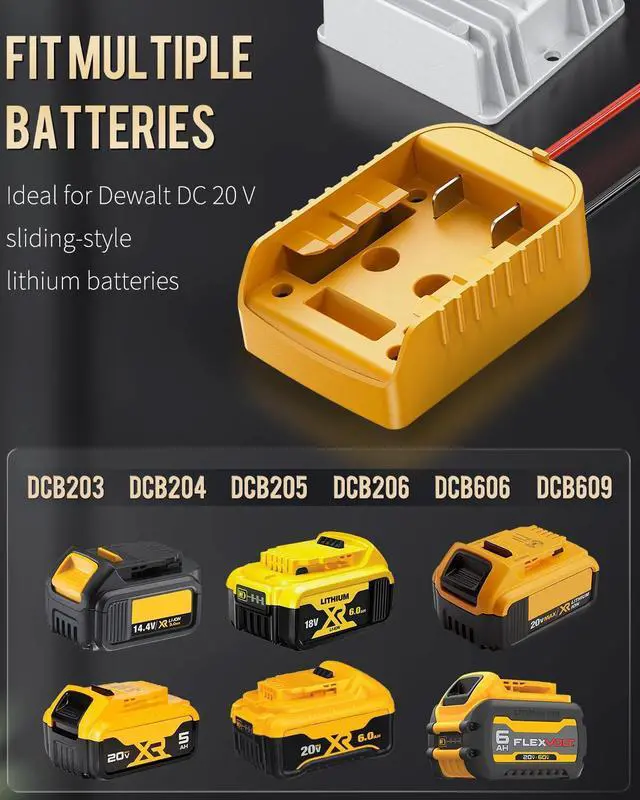 Alt view image 3 of 7 - Vibit 20 V to 12 V Step-Down Converter for Dewalt Battery, DC Power Adapter, Voltage Reducer Transformer 180 W Buck Converter Regulator for Golf Cart RC Car Truck Light & DIY (with Switch)