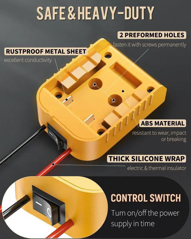 Alt view image 4 of 7 - Vibit 20 V to 12 V Step-Down Converter for Dewalt Battery, DC Power Adapter, Voltage Reducer Transformer 180 W Buck Converter Regulator for Golf Cart RC Car Truck Light & DIY (with Switch)