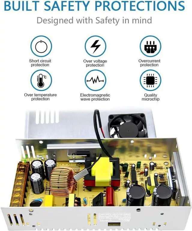 Alt view image 7 of 7 - SHNITPWR 24V DC Power Supply 15A 360W AC/DC Adapter, 24 Volt 15 Amp Switching Power Converter Transformer LED Driver 110V / 220V AC in for LED Light Strip 3D Printer CCTV Security System LCD Monitor
