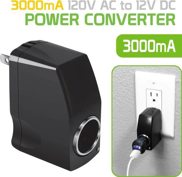 Alt view image 2 of 7 - Cellet AC to DC 12V Output Converter. AC/DC Power 110V- 120V AC to 12V DC Car Cigarette Lighter Power Converter. AC to DC Female Adapter (Not for Air-Pump, Compressor, Vacuum Cleaner)