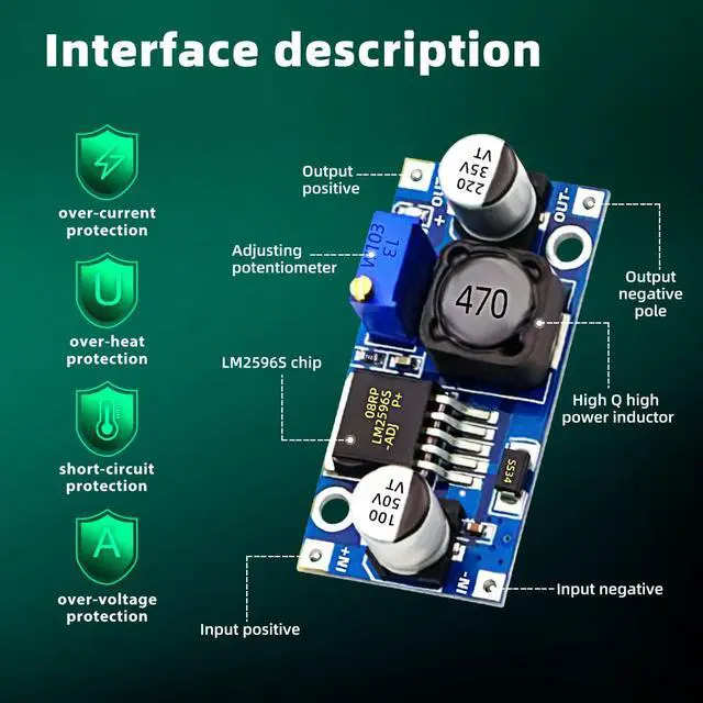 Alt view image 3 of 7 - 10 Pack LM2596 DC-DC Adjustable Buck Converter 3.0-40V to 1.5-35V Power Supply Step Down Voltage Regulator Module