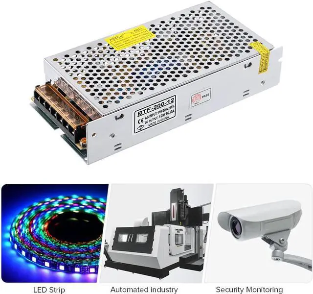 Alt view image 2 of 7 - BTF-LIGHTING AC100-240V to DC12V16.5A Max198W Switching Power Supply Device Transformer Adapter Converter for LED Strip Module,CCTV Camera,Security System,Radio,Cats
