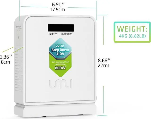 Alt view image 4 of 7 - UMI Step Down Voltage Converter 800 Watts 220V to 110V for US Canada Japan Electrical Appliances Use in Europe and Asia 220-240v Power System - Adopt Toroidal Transformer - Stable and Safe