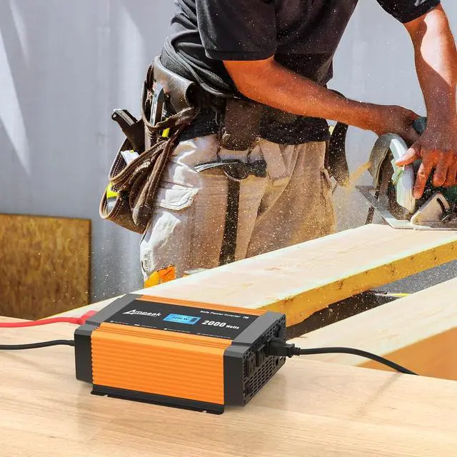 Alt view image 7 of 7 - Ampeak 2000W Power Inverter 6.2A Dual USB Ports 3AC Outlets Stable Voltage Output Inverter DC 12V to AC 120V 17 Protections for Truck, Hurricane, Rv