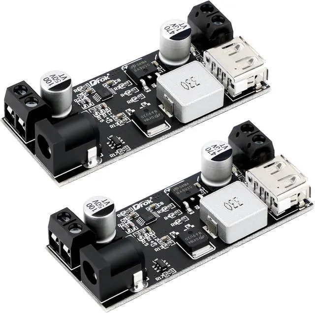Main image of DROK Buck Converter 12v to 5v Pack of 2, USB DC Voltage Regulator 9V-36V Step Down to DC 5V-5.3V 5.2V 3.5-6A Volt Transformer 5A Power Supply Module for Phone Fast Charging