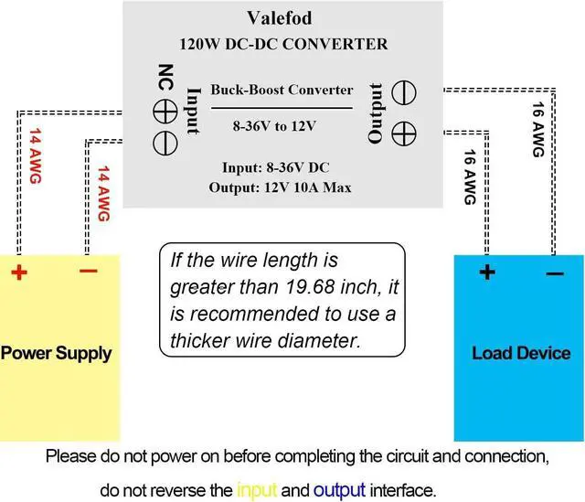 Alt view image 6 of 6 - DC to DC High Efficiency Voltage Converter 8-36V to 12V 10A 120W Buck-Boost Converter DIY Power Supply Step-Down/Up Transformer